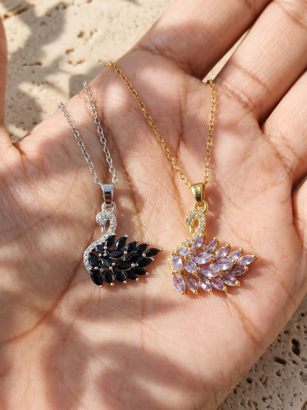 Crystal Swan Pendant Necklace
