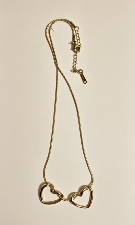 Double Heart Gold Necklace