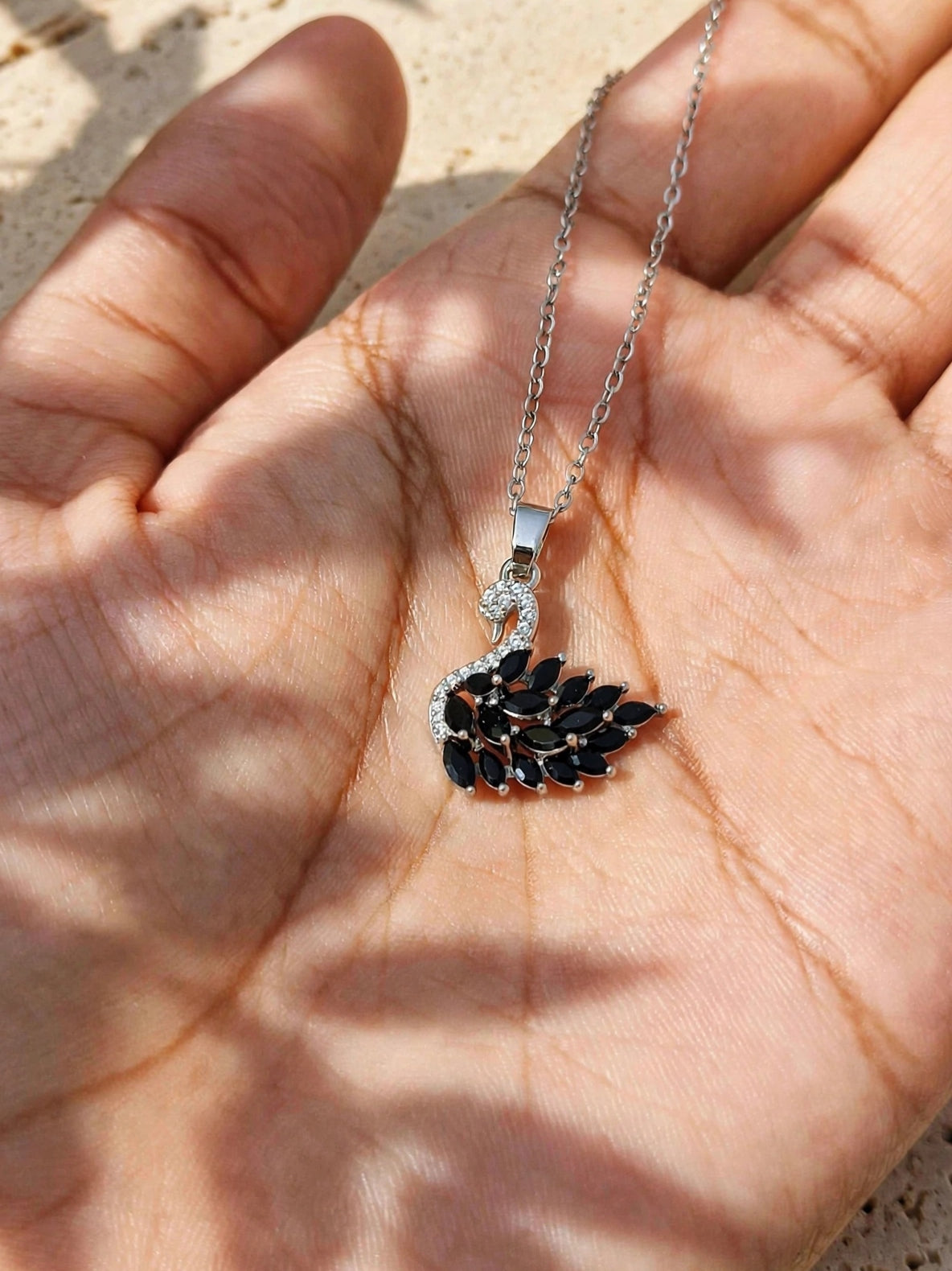 Crystal Swan Pendant Necklace