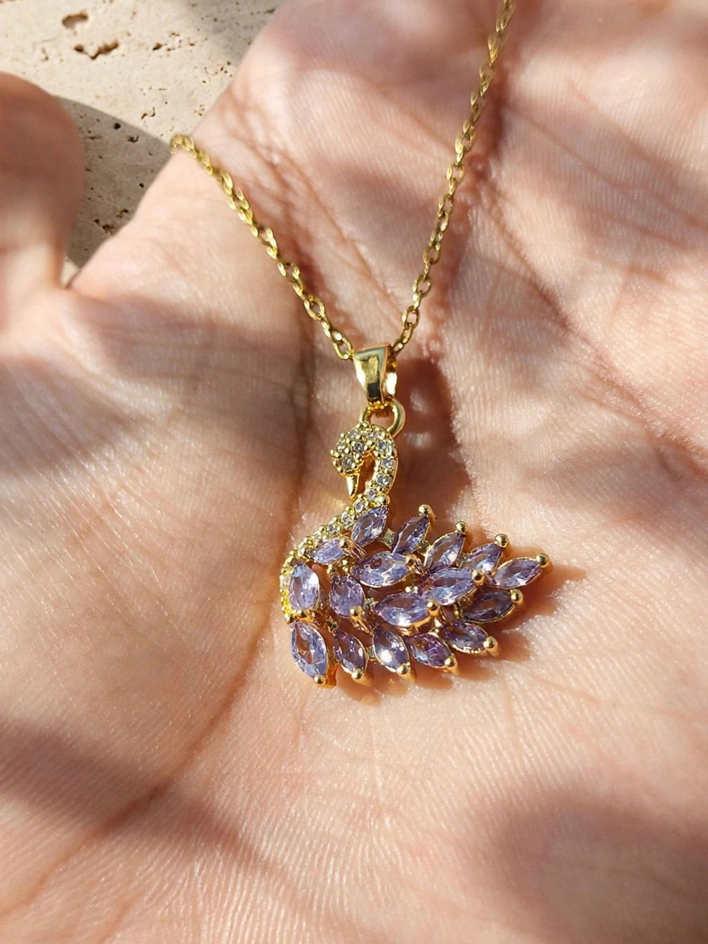Crystal Swan Pendant Necklace